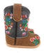 Infant/Toddler Brown Round Toe Western Boots With Spiraled Rose's