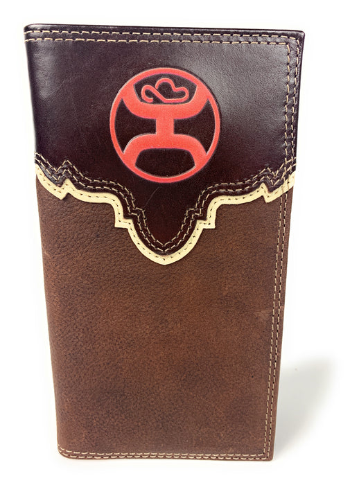 HOOey Dark Brown Leather Rodeo Wallet with Dusty Orange Hooey Logo - 2041566W7