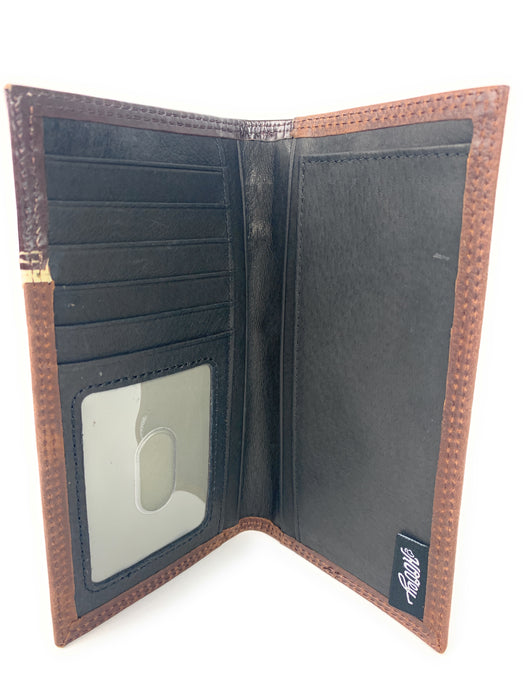 HOOey Dark Brown Leather Rodeo Wallet with Dusty Orange Hooey Logo - 2041566W7