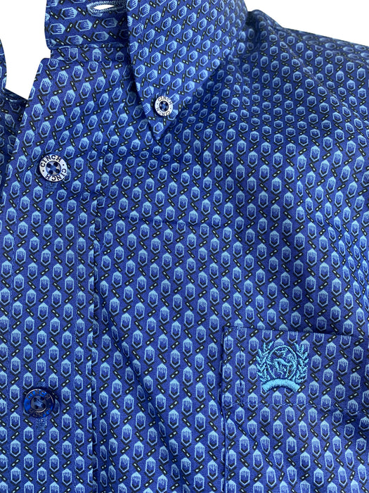 Cinch Men's Royal Blue Diamond Geo Print Long Sleeve Western Shirt Royal Blue