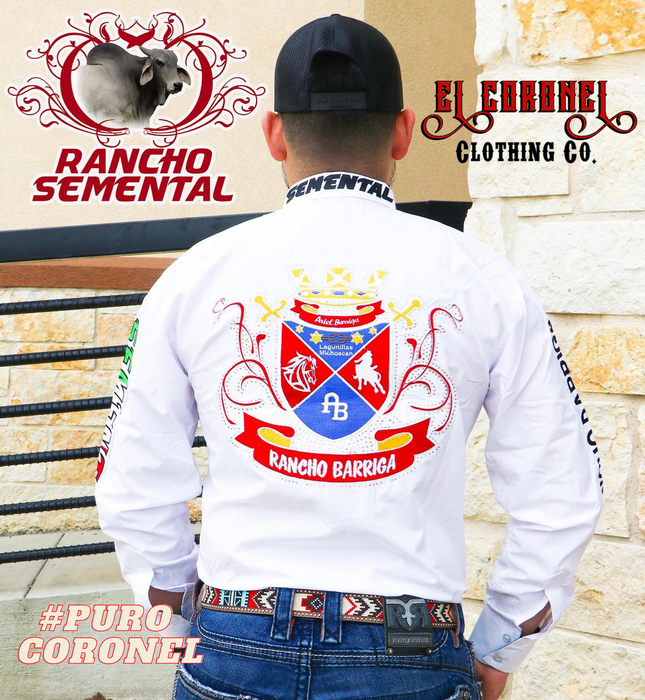 Camisa Estilo Rancho Barriga En Blanco De Marca Rancho Semental