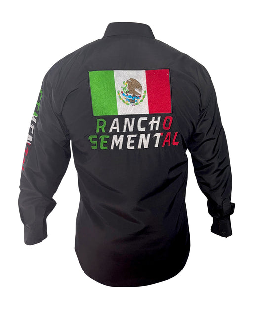 Rancho Semental Mexico Men's Black long Sleeve Shirt - Viva Mexico!