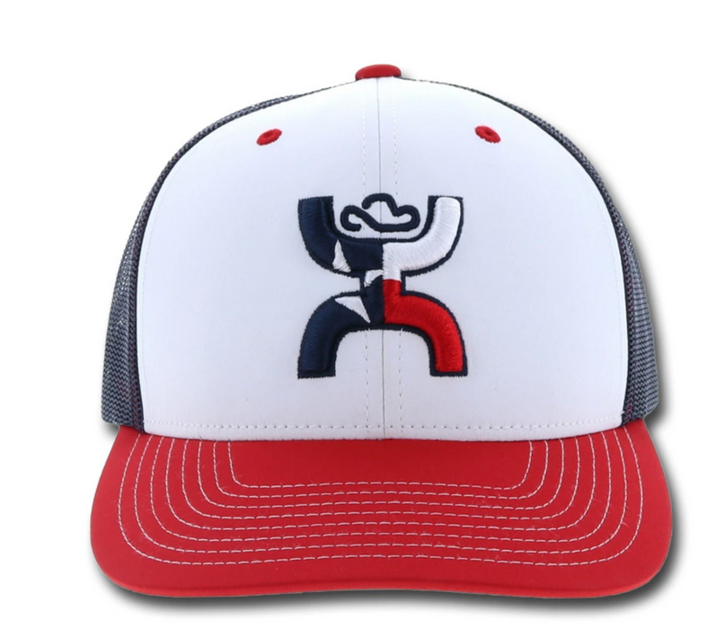 Hooey Youth "Texican" 6-Panel Trucker Hat Red/White/Blue  1909T-WHBL-Y
