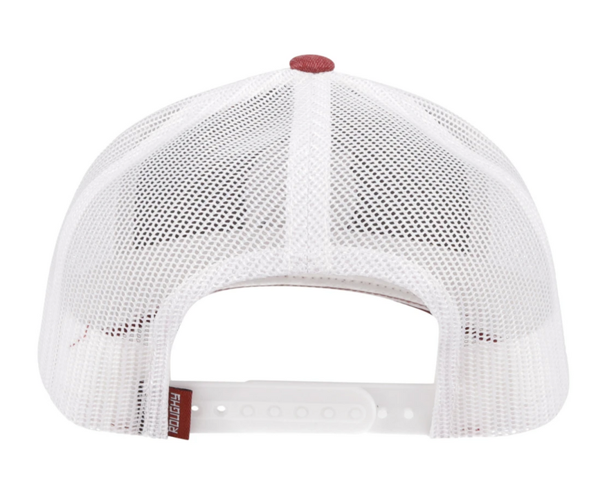 Hooey "Strap" Red/White Snapback Trucker Hat With White & Black Logo - 4029T-RDWH